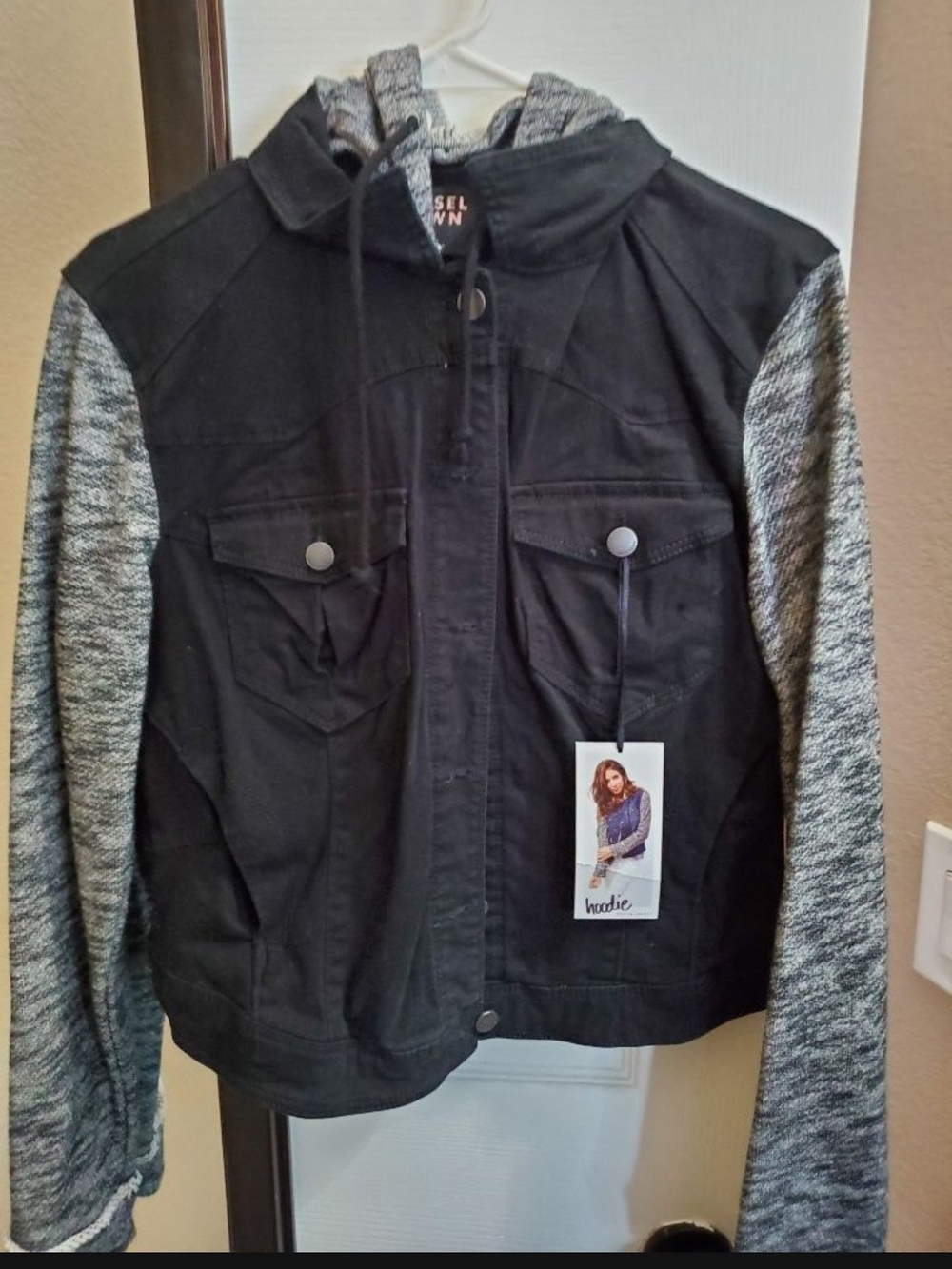 Tinseltown Black Jacket with Heather Gray Knit Accents